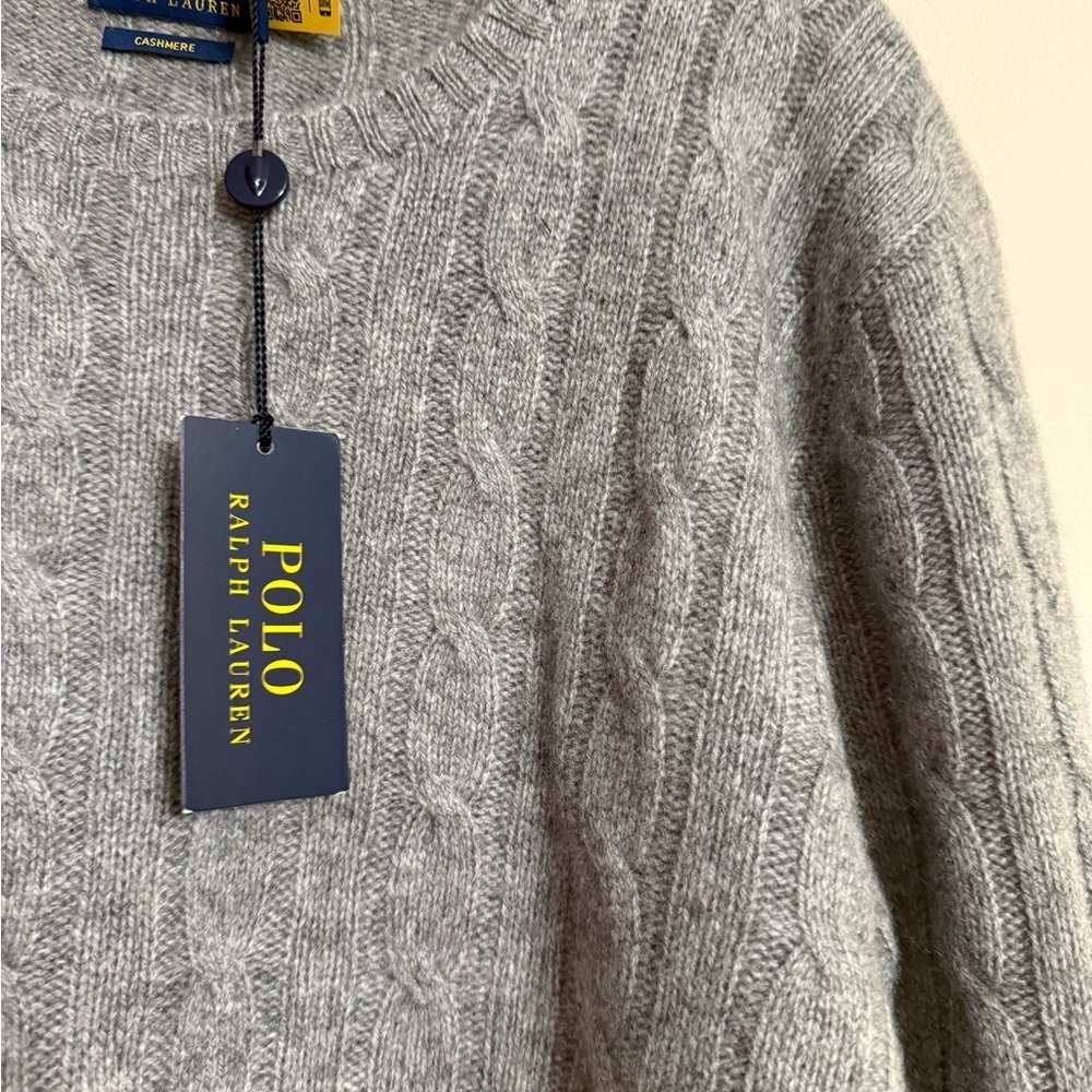 Polo Ralph Lauren Gray Cable Knit Cashmere Sweater Women’s Size XXL NWT - Picture 8 of 9